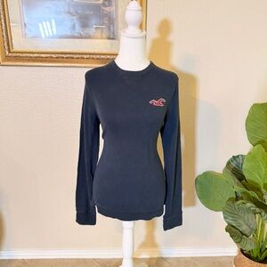 Vintage Y2K Babydoll Navy Blue Hollister Long Sleeve Waffle Top